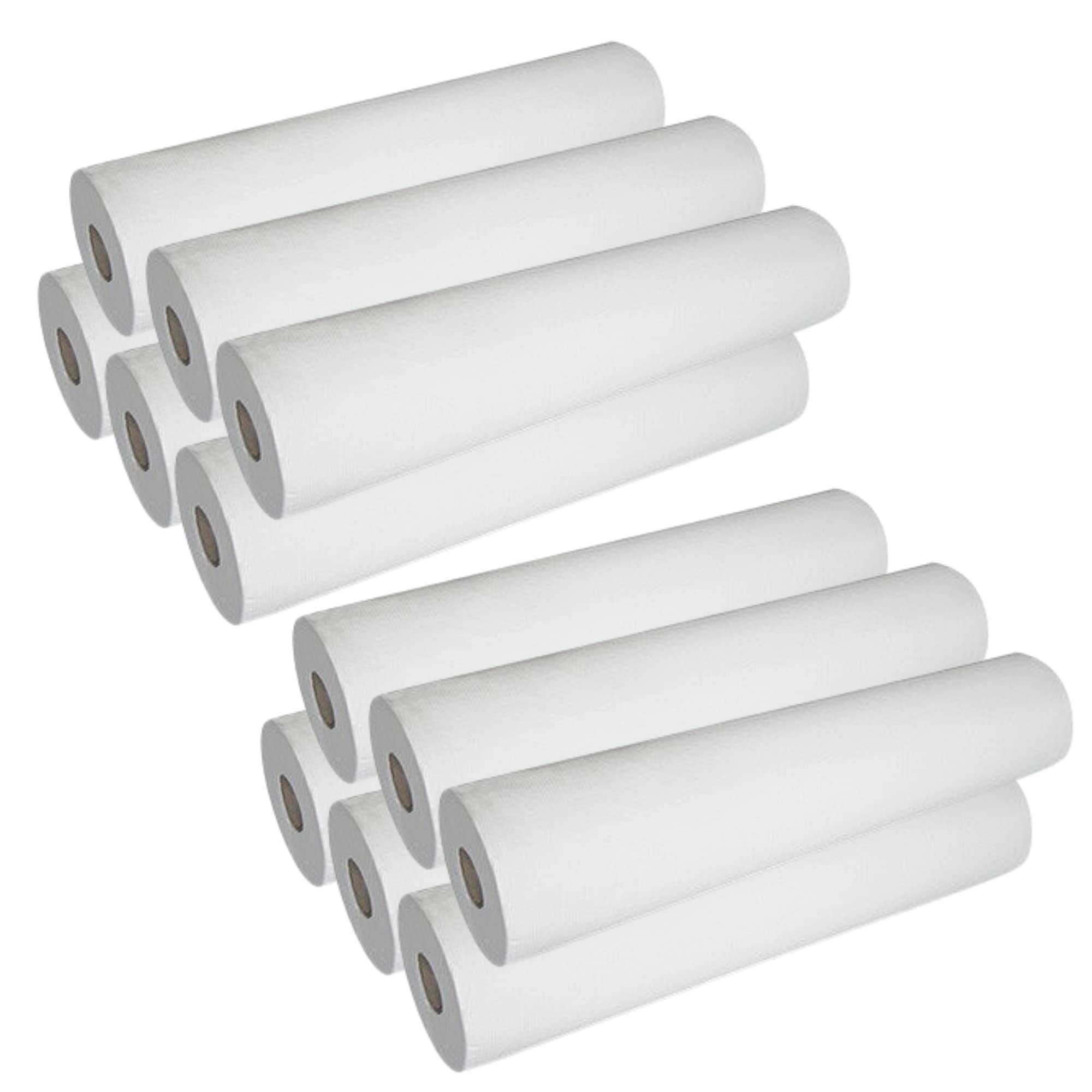 DSTOCK60 - Lot de 12 rouleaux de papier essuie-tout blanc gaufré - Pure ouate de cellulose