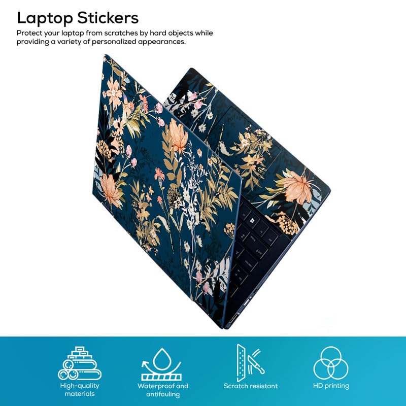 Image of Floral D36 Top+Wrist Pad Vinyl Laptop Skin /Sticker /Cover for 17 to 17.3 Inches Laptops Laminated-Removable-HD Quality Compatible for Hp-Dell-Sony-Lenovo-Asus etc.(16.5x11 Inches)
