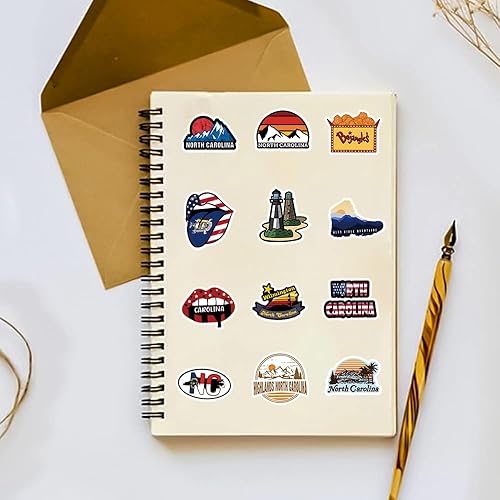 Miniatura 7 de Calcomanías de Carolina del Norte, 62 unidades de calcomanías de naturaleza calmante, paquete de calcomanías estéticas impermeables de vinilo de