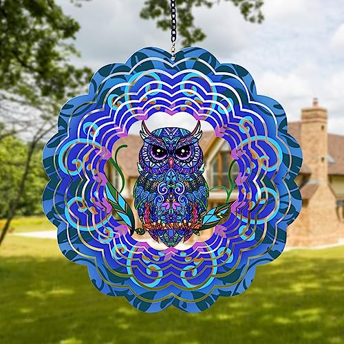 Owl Metal Wind Spinners - Owl Gifts for Women Mom Men Dad Grandpa Husband, Hanging Wind Spinner for Outdoor & Indoor Decorations, 12 inch Wind Spinner...