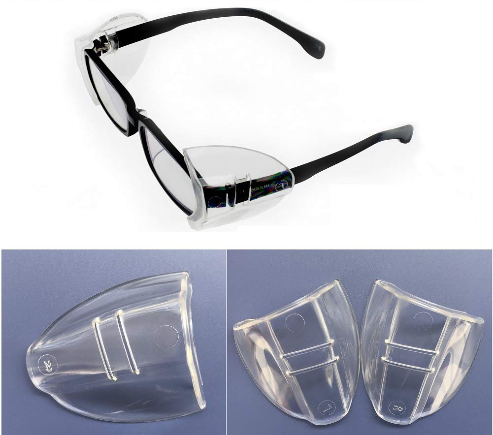 Safety Gl Side Shields,FAteam 6 Pairs Universal Safety Clear Flexible Side Shields,Slip On Side Shields Fits All Eyegl Frames -(≤17mm frames universal)