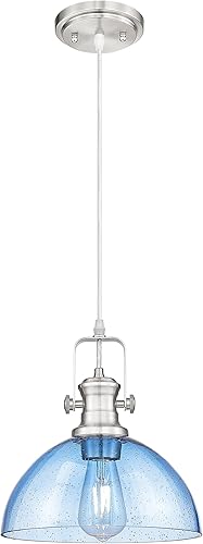 Miniatura 20 de Luces Colgantes para Isla de Cocina, 7.5" Iluminación Colgante de Estilo Rústico con Pantalla de Vidrio Granulado Transparente, Lámparas Colgantes