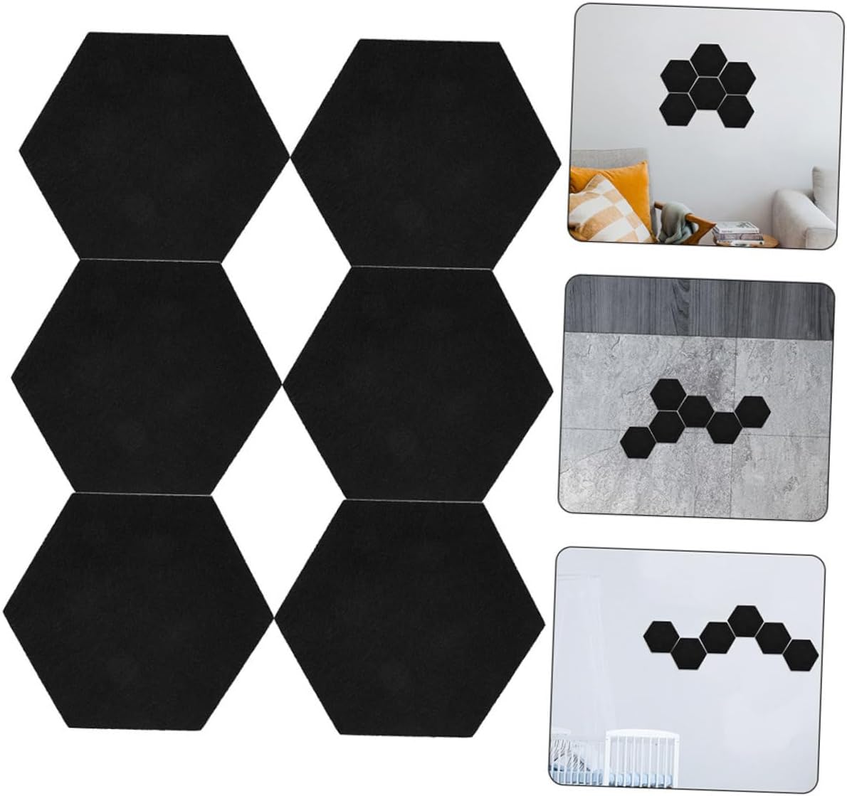 Holibanna 8pcs Hexagonal Felt Bulletin Board Set Black Sound-Absorbing Felt Wall Board for Home and Classroom Photo Display Decorative Memo for Office and Study Areas