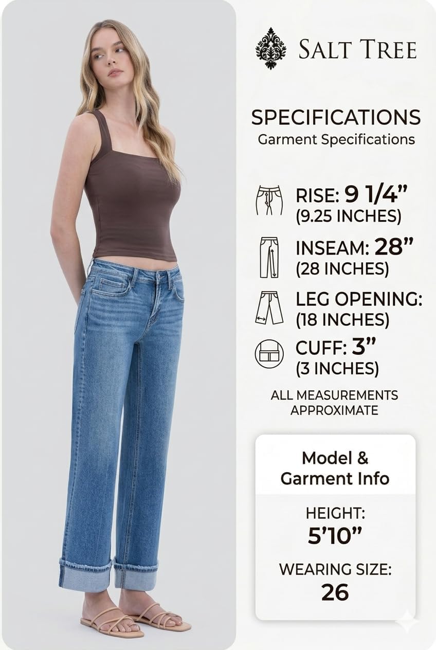 Vervet - Mid Rise Slim Wide Jeans with 3" Raw Edge Cuff (28" Inseam) - LV1948 - Includes Official Tag image 2