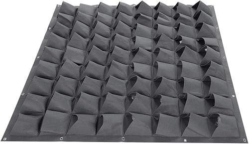 Fydun Indoor Outdoor 72 Pockets Garden Vertical Wall Hanging Planter Plant Growing Bags Gray Indoor Outdoor 72 Pockets for Family