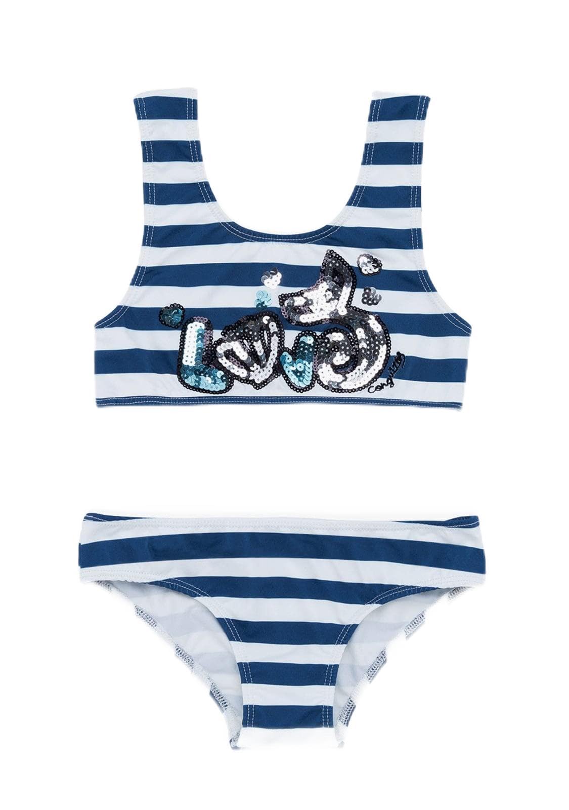 Conguitos Bikini de Niña Marinero Sirena - Ropa de baño para niña Verano (Azul Marino/Talla 5 años)