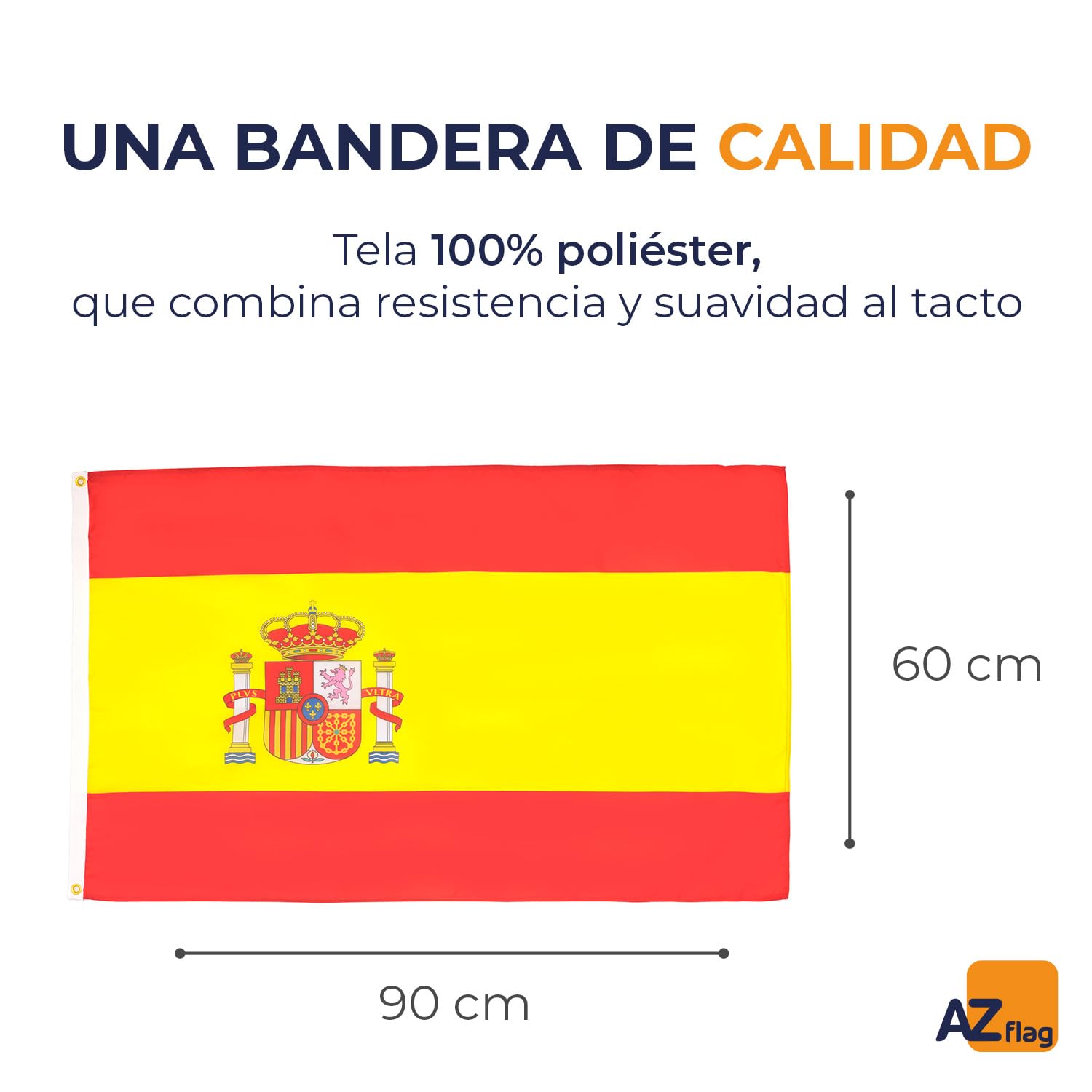 BANDERA de ESPAÑA 90x60cm - BANDERA ESPAÑOLA 60 x 90 cm poliéster ligero - AZ FLAG - 3
