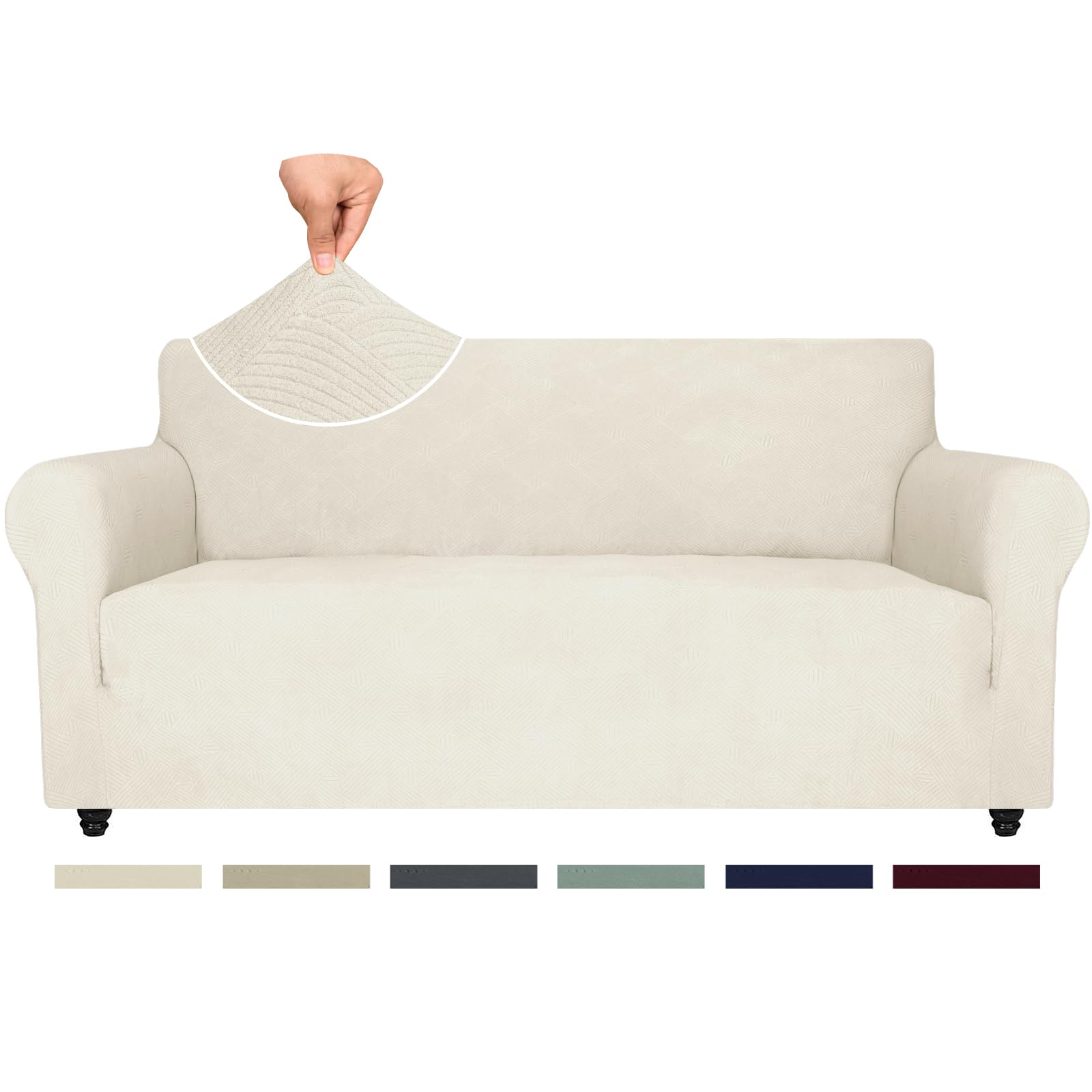 Ystyle Copridivano 3 Posti Con Braccioli, Copri Divano Antigraffio Gatto, Copridivani Elasticizzati, Pesante Inverno Copri Divani, Fodera Divano Antimacchia Lavabile Antiscivolo, Panna