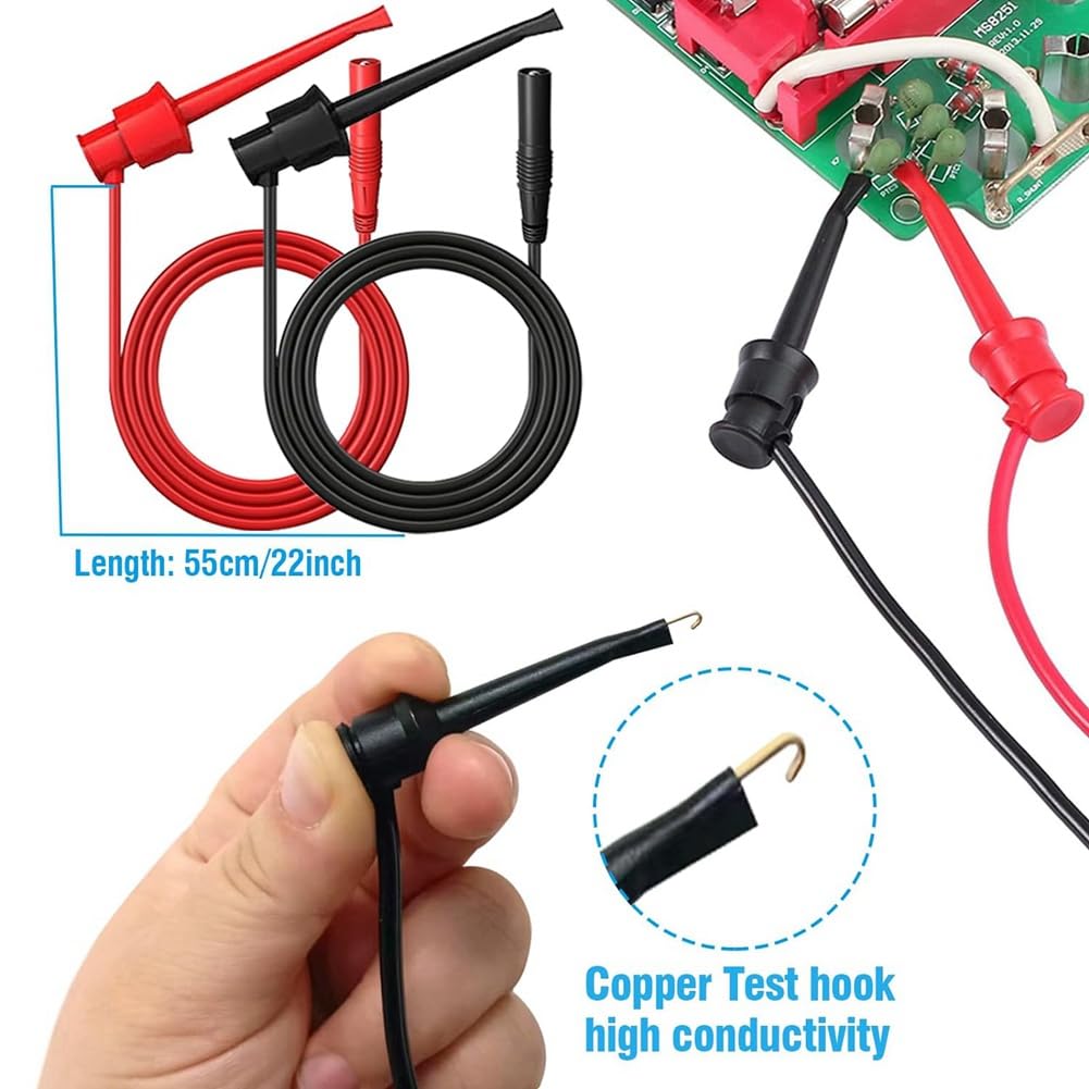 Kit de Cables de Prueba para MultíMetro de 25 Piezas, Juego de Cables de Prueba con Pinzas de Cocodrilo Reemplazables, Sondas Perforadoras de Cables, Pinzas de Cocodrilo