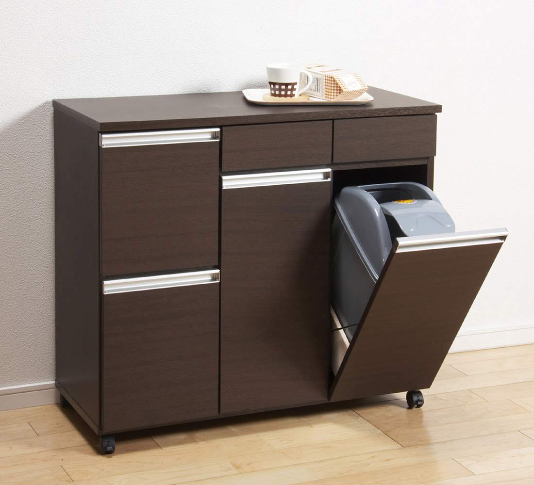 【新品・送料無料】ダイニングダストボックス３Ｄ (ホワイト) (ブラウン) Amazon｜クロシオ ダイニングダストボックス4D ブラウン 幅82cm