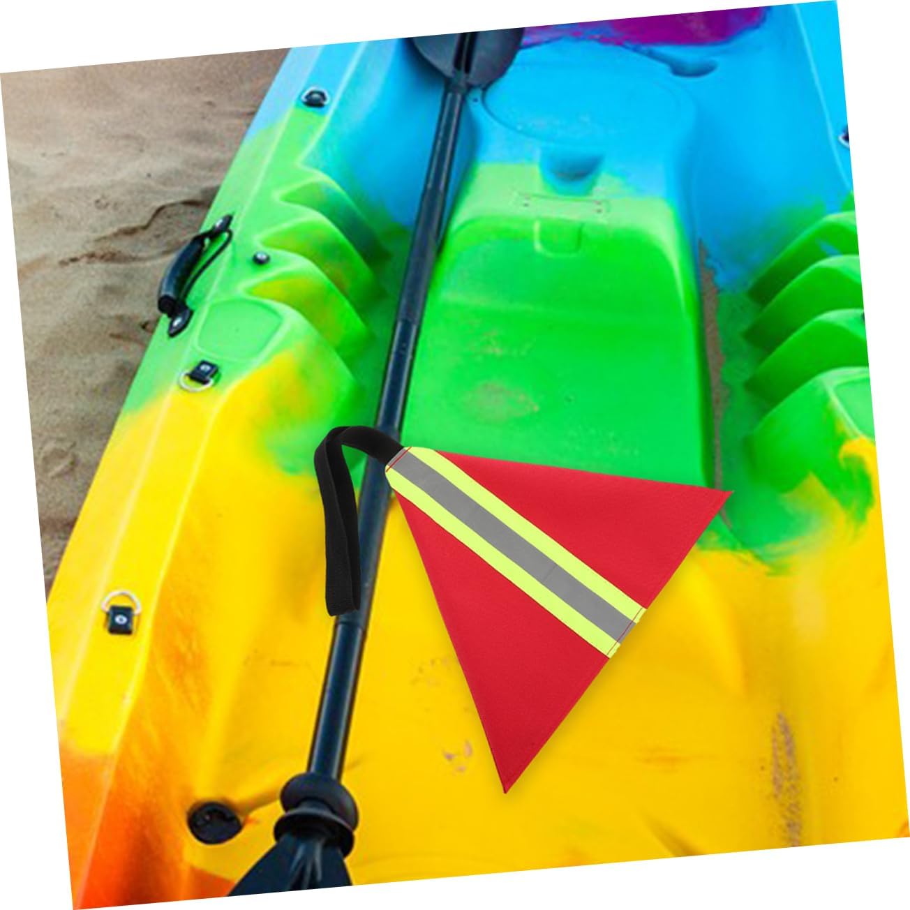 WOONEKY 3pcs Kayak Safety Flags Reflective Strips Red Warning Flags for Trailer Visibility Outdoor Kayak Accessory for Boating and Fishing