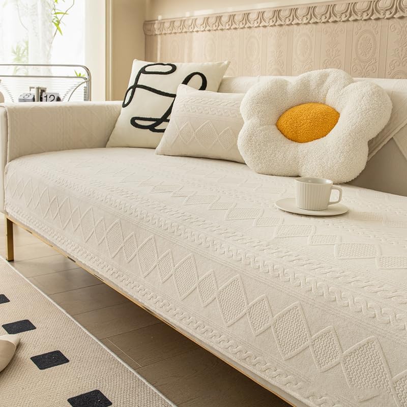 Miniatura 1 de Funda de sofá de piel de conejo jacquard 3D, funda de felpa antideslizante suave y cálida para sofá, protector de muebles para perros, gatos,