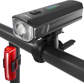 APECYC USB-C Rechargeable Bike Lights: 1200 Lumens Front Headlight & Rear Taillight, 4+5 Modes, IPX6 Waterproof for Night Cycling