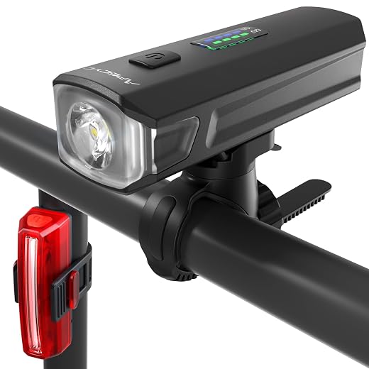 Bike Lights Front and Back, 1200 Lumen Bicycle Light for Night Riding, Rechargeable USB-C Strong Brightness Bike Headlight with Tail Light with 4+5 Light Modes for Cyclists and Commuters