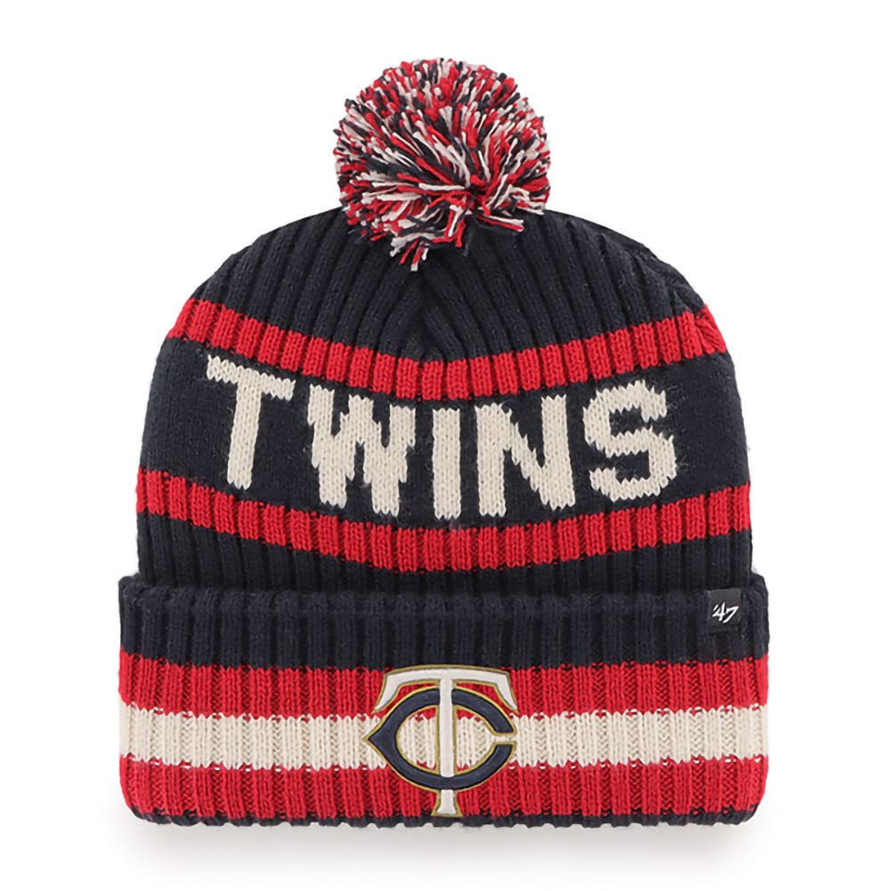 '47 MLB Unisex-Adult Primary Logo Bering Cuffed Knit Pom Beanie Hat