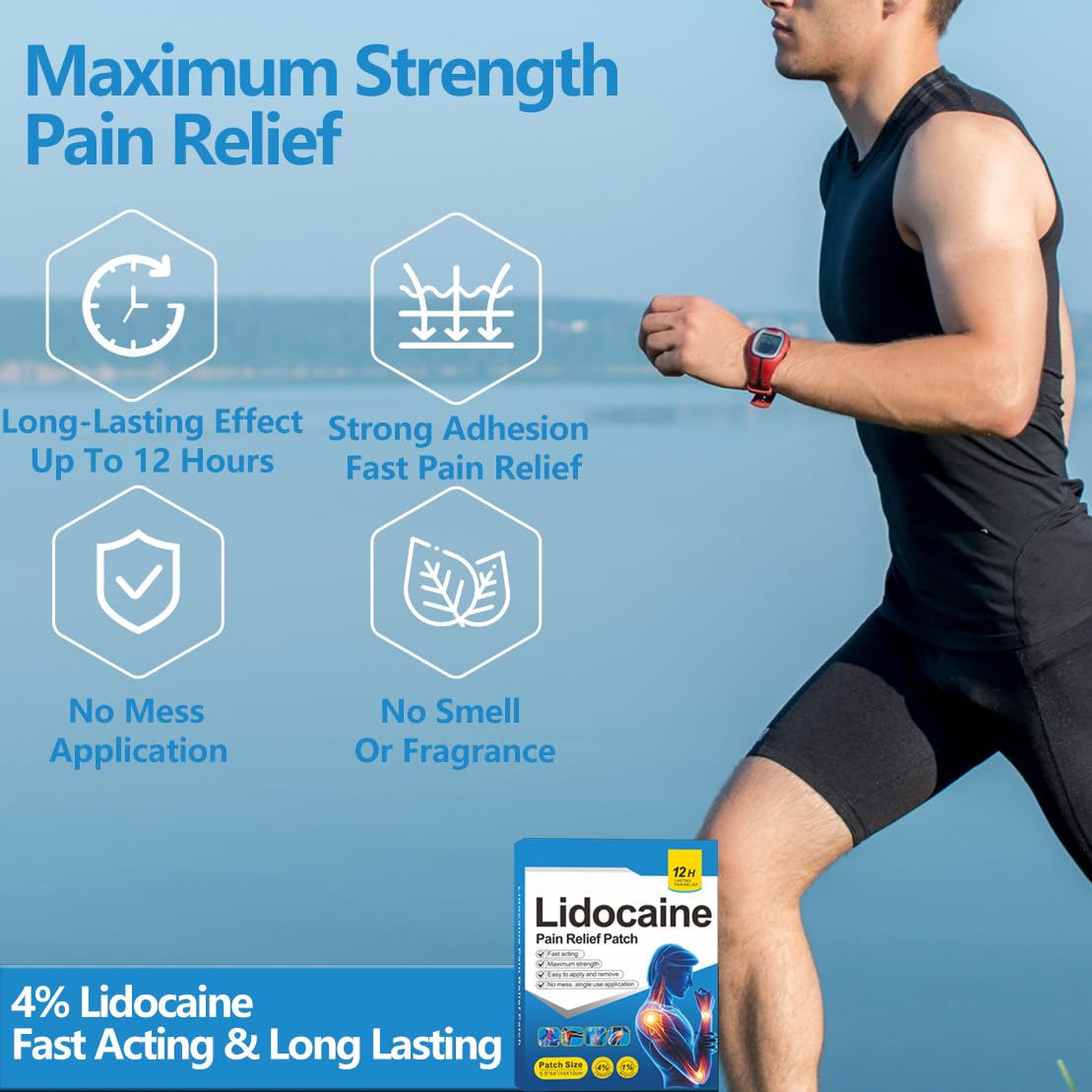 Pain Relief Patches - 4% Lidocaine Maximum Strength Numbing Gel Patches Fast-Acting for Back Neck Knee Shoulder Joint Ache Muscle Soreness.5 Counts — Amazon image 5