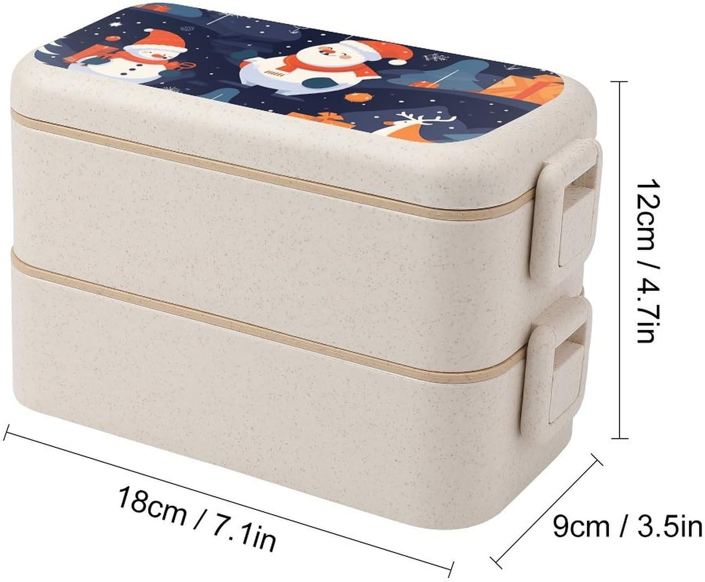 Lunch Box Bento Premium Snowman Dress Up Printed Bento Box Bento with Spoon And Fork with Compartment Containers Suitable for Men And Women