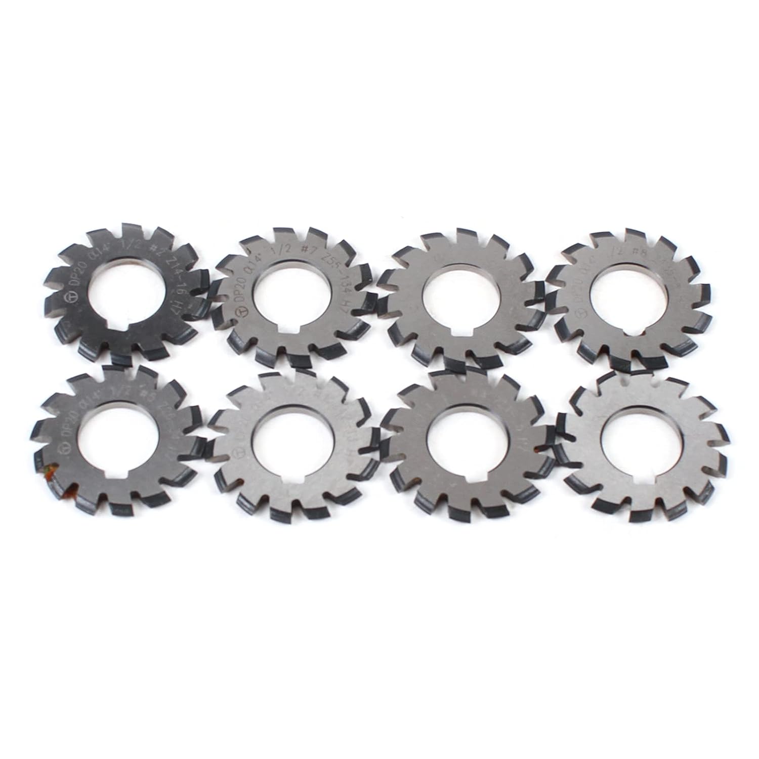 DP20 Gear Cutter, High Speed Steel 14.5° Pressure Angle, 8pcs Involute Gear Cutters, Inner Bore 22mm
