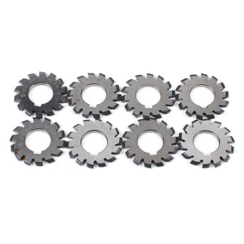 DP20 Gear Cutter, High Speed Steel 14.5 Pressure Angle, 8pcs Involute Gear Cutters, Inner Bore 22mm