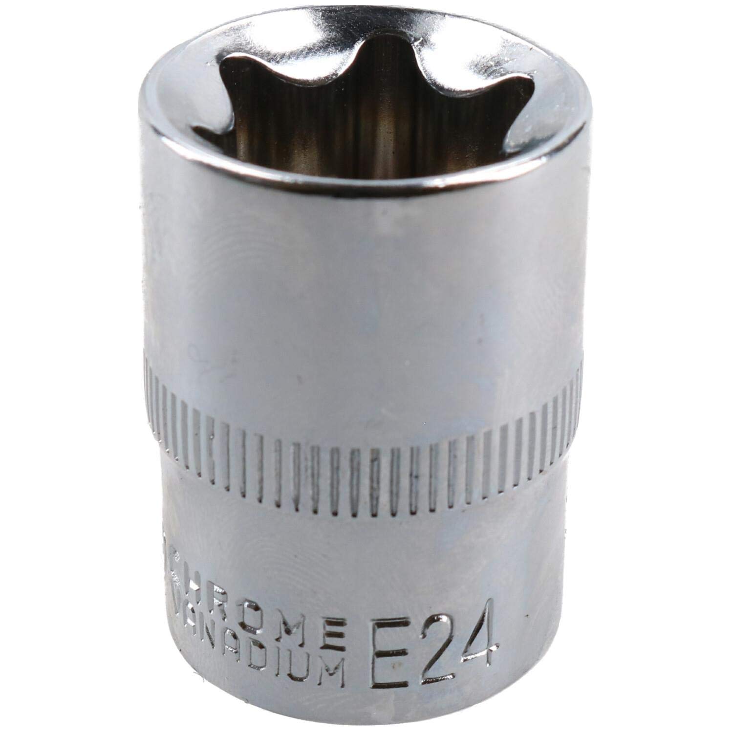 E24 Female Torx Socket Star Bit 1/2" Drive Standard External Chrome Vanadium Steel