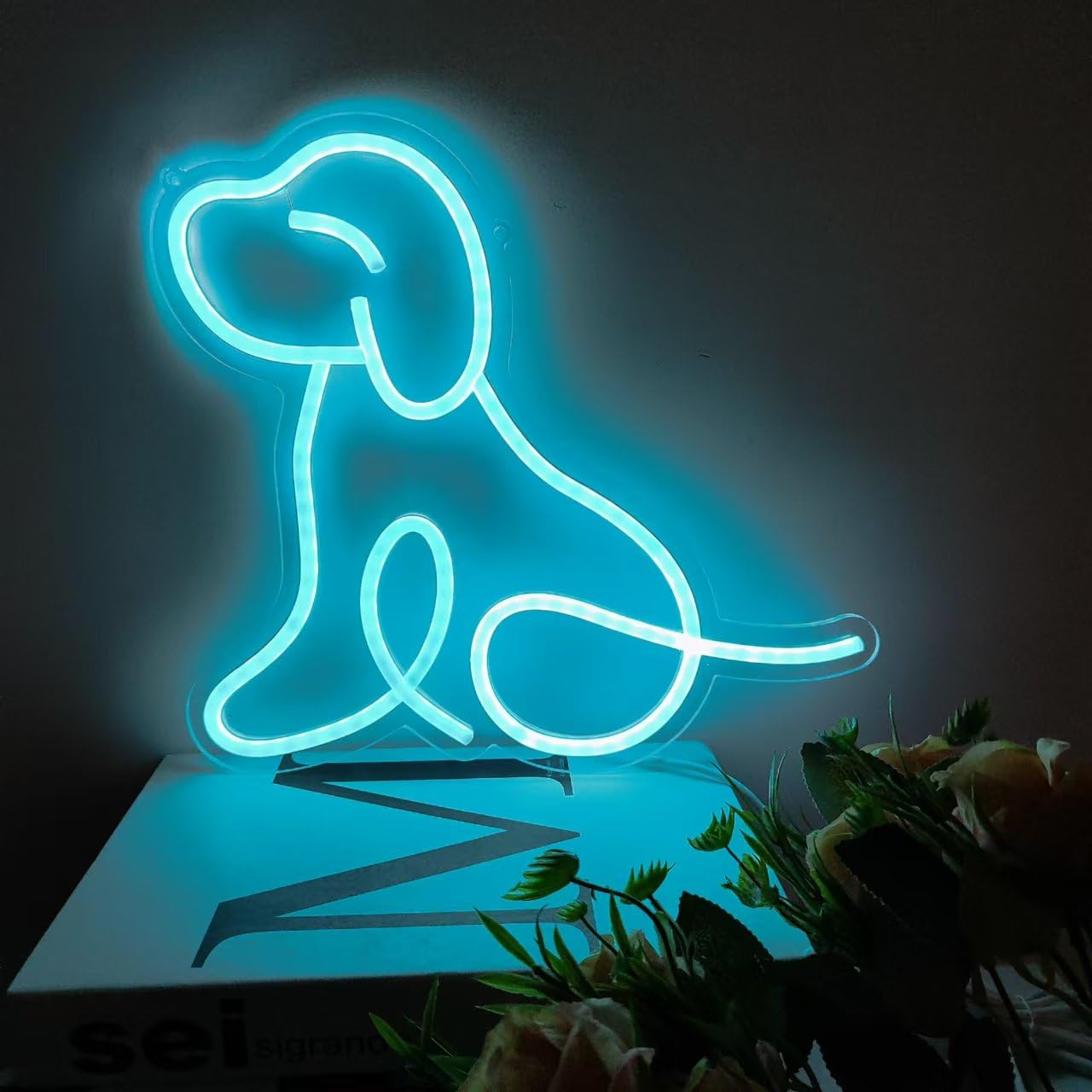 Xusdamyj Dog Neon Sign, Lovely Puppy, Neon Sign, 30cm x 30cm x 1cm (11.8in x 11.8in x 0.39in), Wall Mount, Glam, USB Powered - Image 4