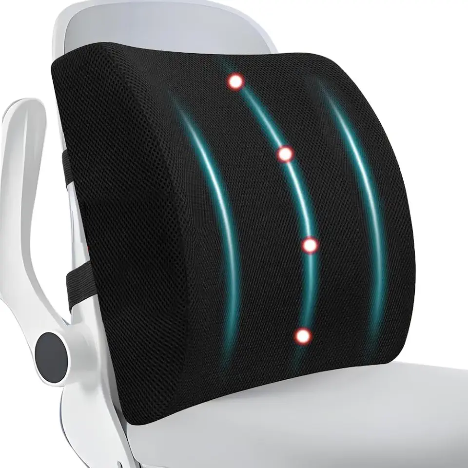 Encosto Lombar, Almofada De Apoio Lombar Para Cadeira De Escritório, Espuma Viscoelástica, Alívio Da Dor Nas Costas, Almofada Para Cadeira Com Alça Ajustável E Cap