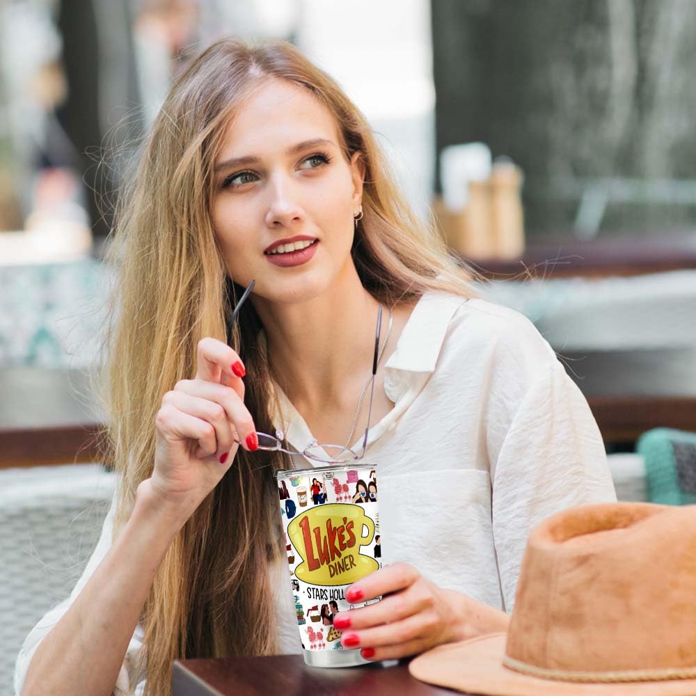 LONGXIN Gilmore inspirierter Trinkbecher, Geschenk für Mädchen-Fans, Edelstahl, 590 ml, Luker's Dinner inspirierte Geschenke für Mutter, Mädchen, Tochter, Schwester, Freund