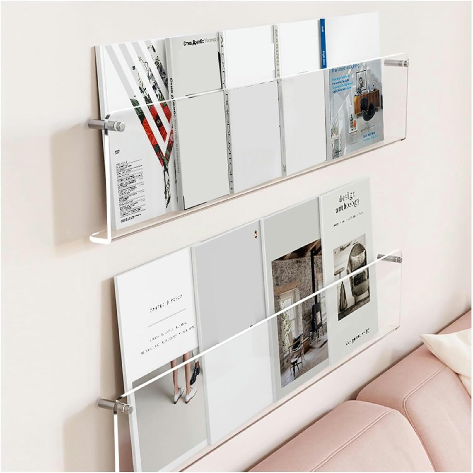 Soportes para folletos de pared en acrílico transparente para revistas y literatura