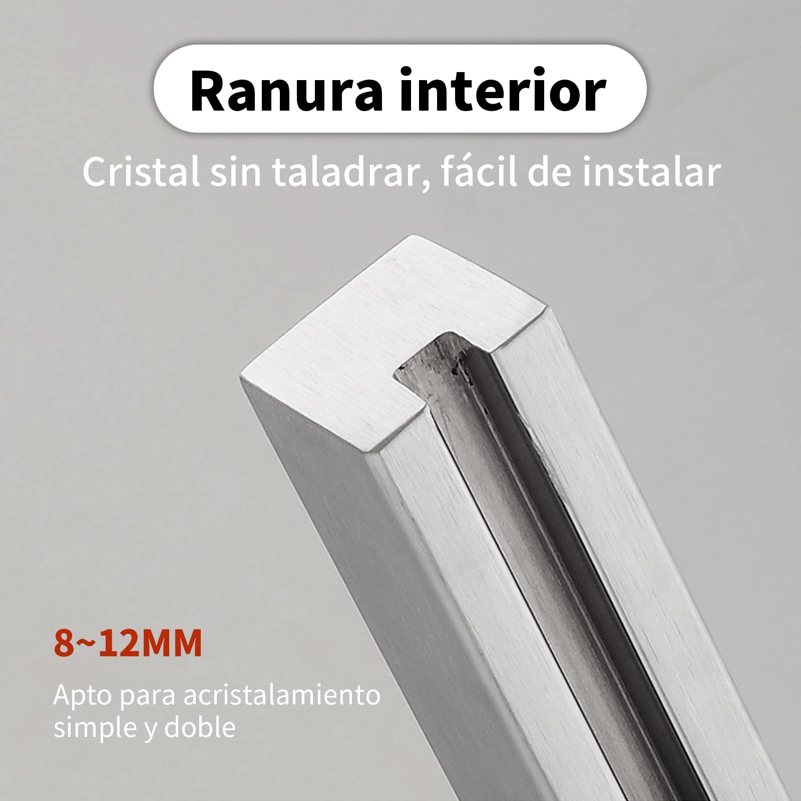 Poste final para balaustrada de vidrio de 95cm, poste de barandilla de vidrio de acero inoxidable 304 para chalés, balcones, escaleras, terrazas y patios (que no permite añadir barandillas)