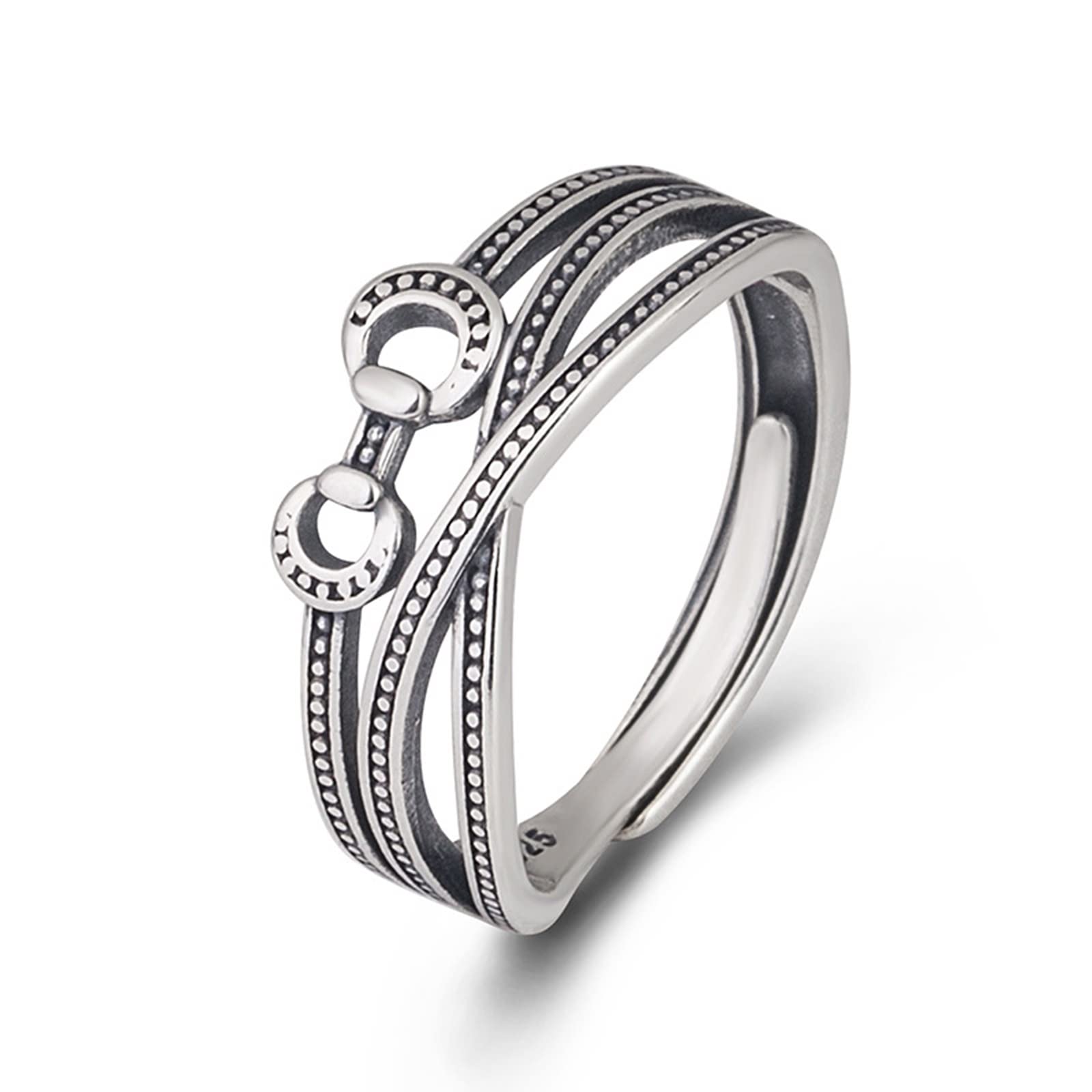 Skcess Womens Jewelry Sterling Silver, Adjustable Rings for Girls Silver Entangle Bow Tie Wedding Bands