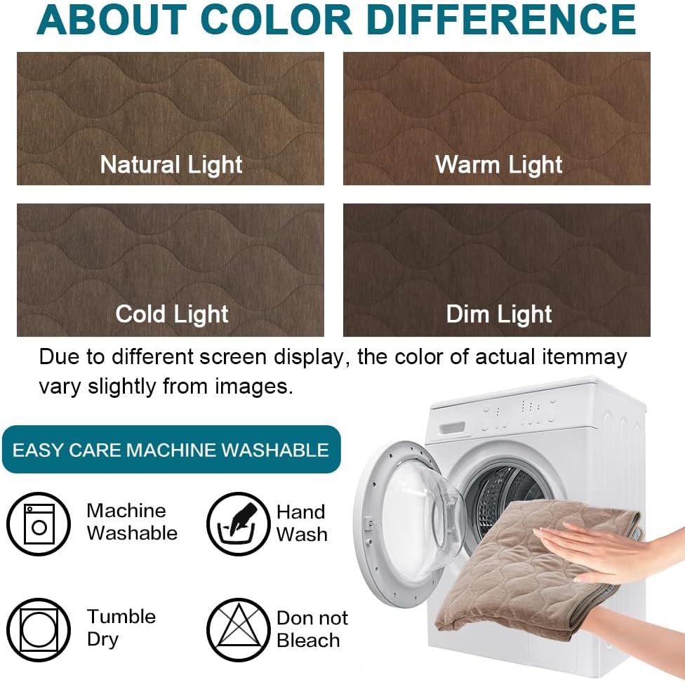 Gollense Couch Cover for Dogs Washable Non Slip Sofa Covers for 2 Cushion Couch Pet Friendly Quilted Chenille Loveseat Slipcover Furniture Seat Protector for Cats Kids (Brown, 35.8" x 62.9")