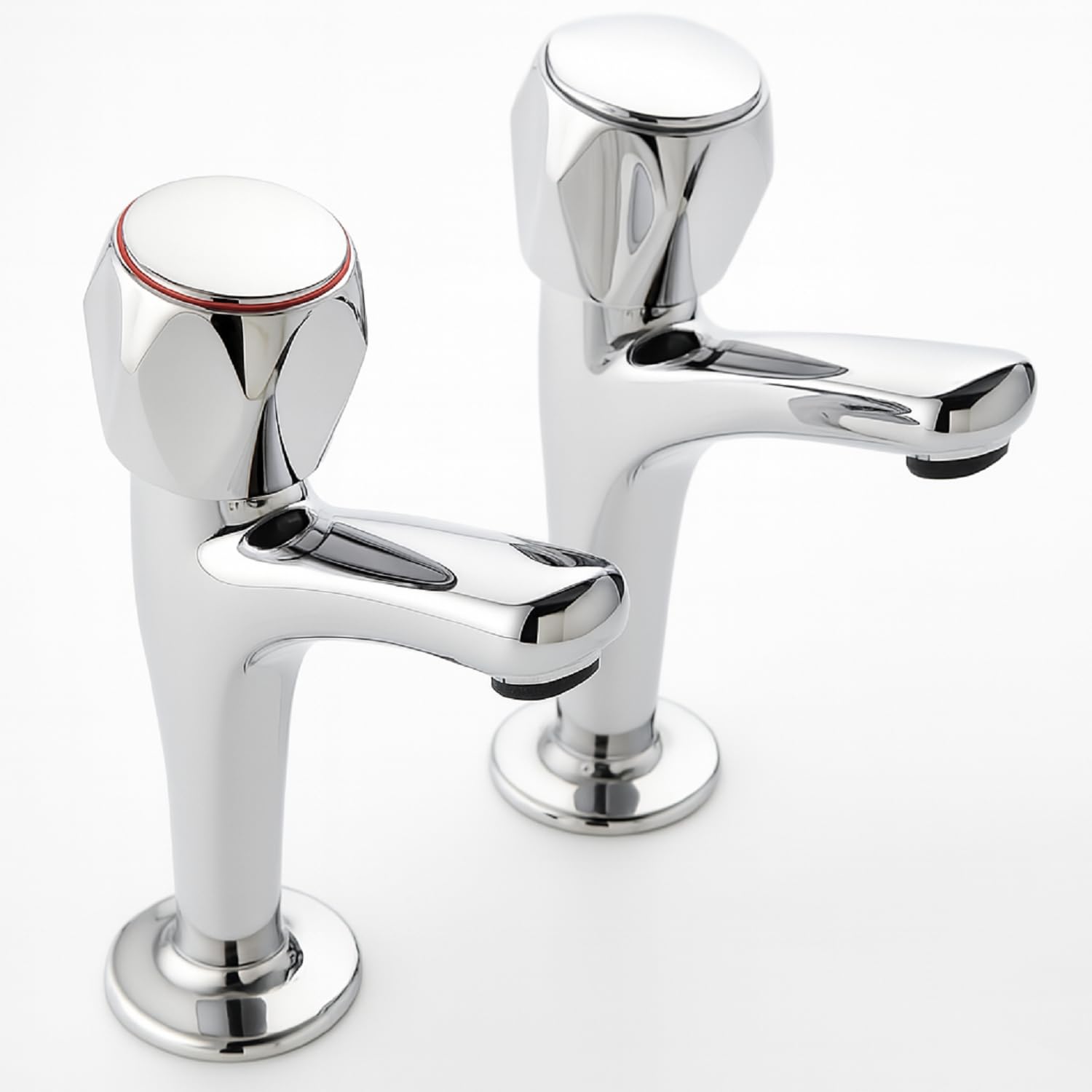 Mercia Modern High Neck Chrome Pillar Kitchen Tap Pair