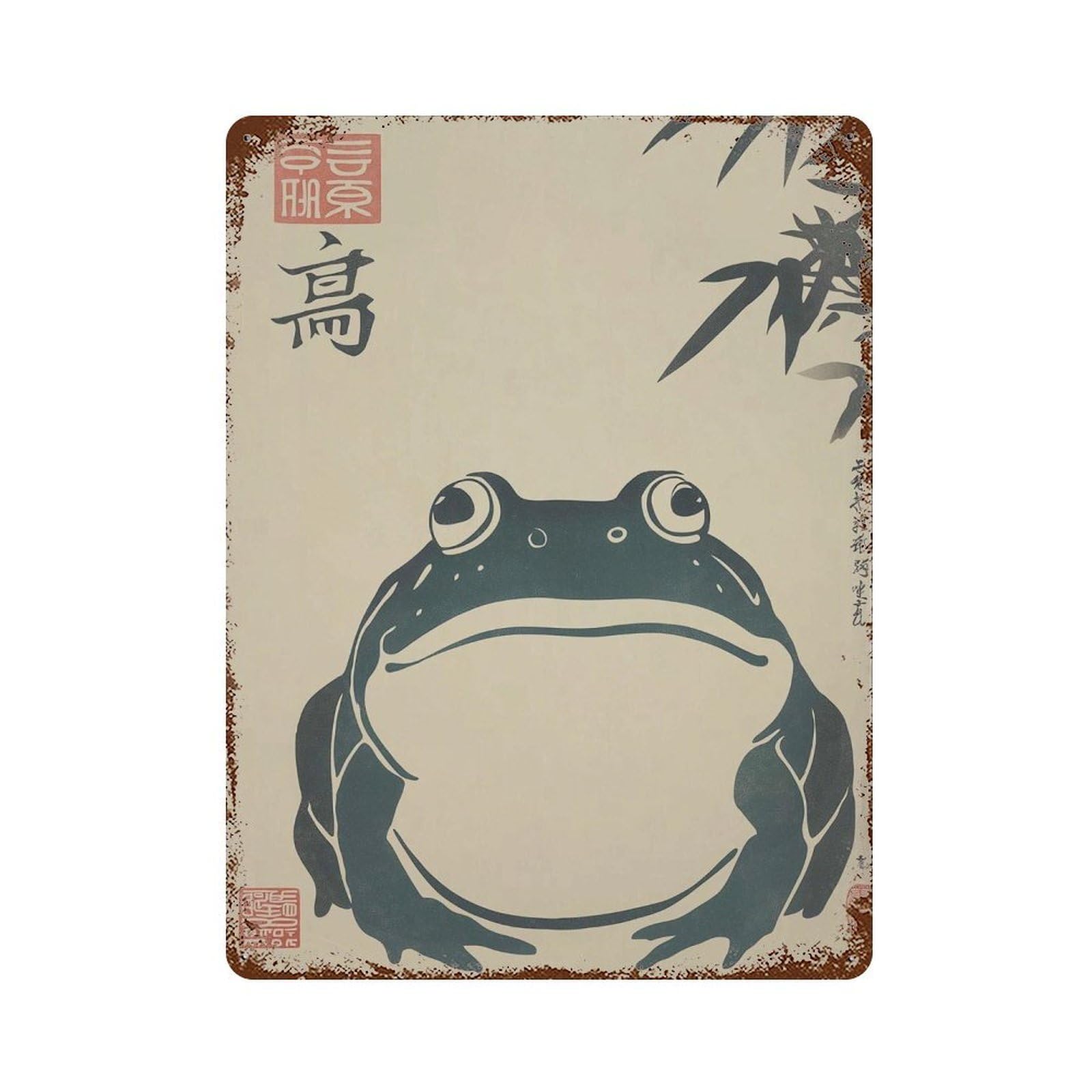 xiaoxiaoshen Japanese Frog Zen Animal Ukiyo Wall Decor Art Metal Tin Poster Modern Home Decor Art Home Bar Shop Decorations Vintage Sign 40x30cm