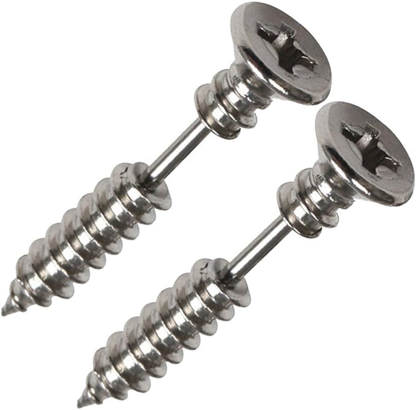 Jytrading 1 Pair Punk Gothic Fashion Unisex Stainless Steel Screw Stud Earrings Jewelry - Silver 2.5cm