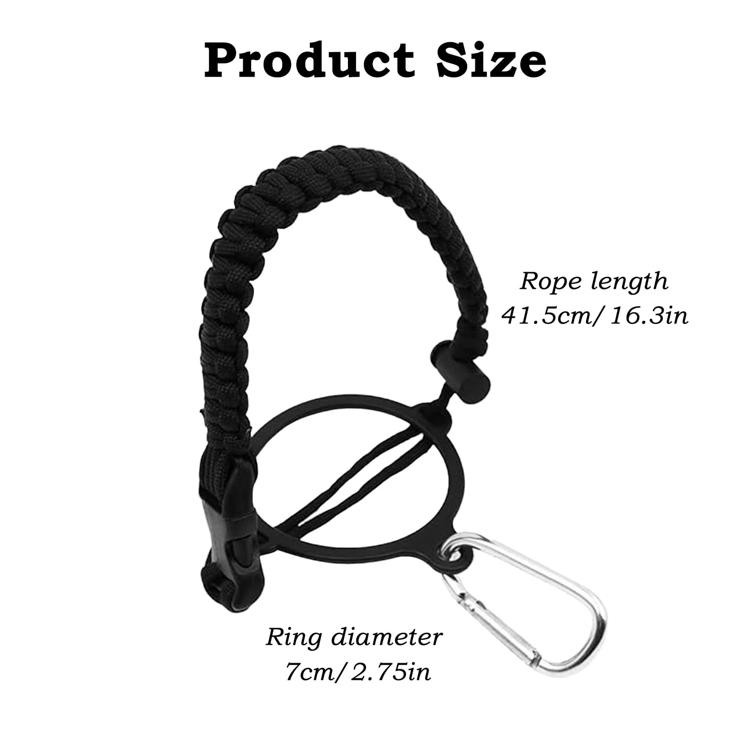 ZEACCT 2-Pack Paracord Water Bottle Holder, Durable Carrying Straps with Safety Ring and Carabiner - Image 3