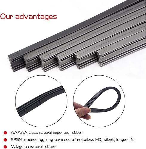 Miniatura 10 de Yonput 4 tiras de goma para limpiaparabrisas de automóvil sin soporte 34 pulgadas tira de goma de sustitución de limpiaparabrisas ajustable adecuada