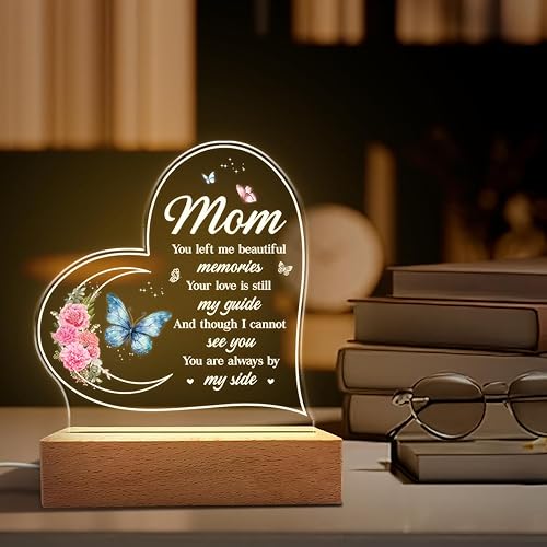 Miniatura 4 de SANDJEST Luz nocturna acrílica para la pérdida de la madre  You Left Me Beautiful Memories regalos de condolencias  Recuerdo de luces nocturnas