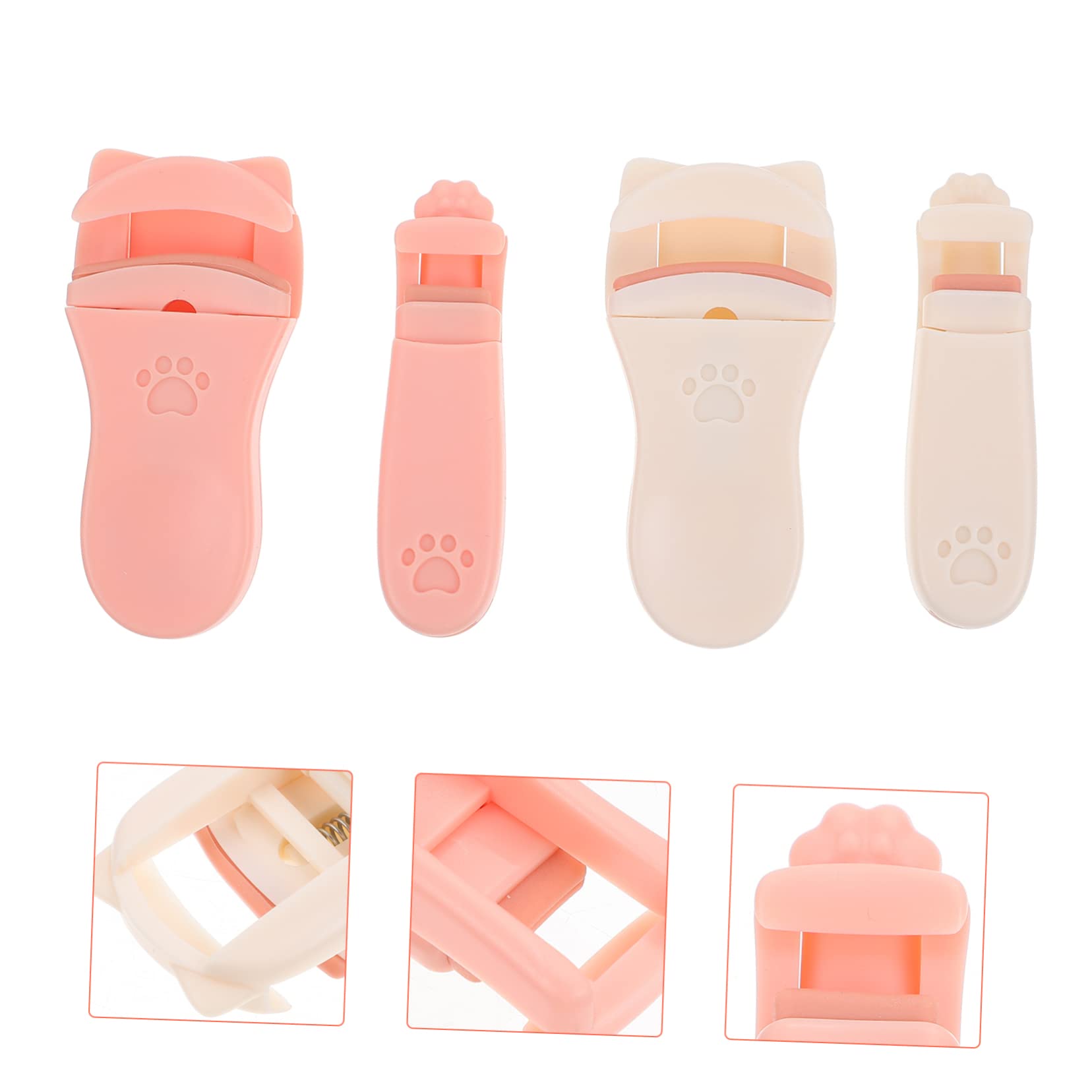 PLAFOPE 4Pcs Mini Eyelash Curlers Lightweight Eyelash Clamps for Curling Portable Makeup Tools for Women Cute Design and Combinations