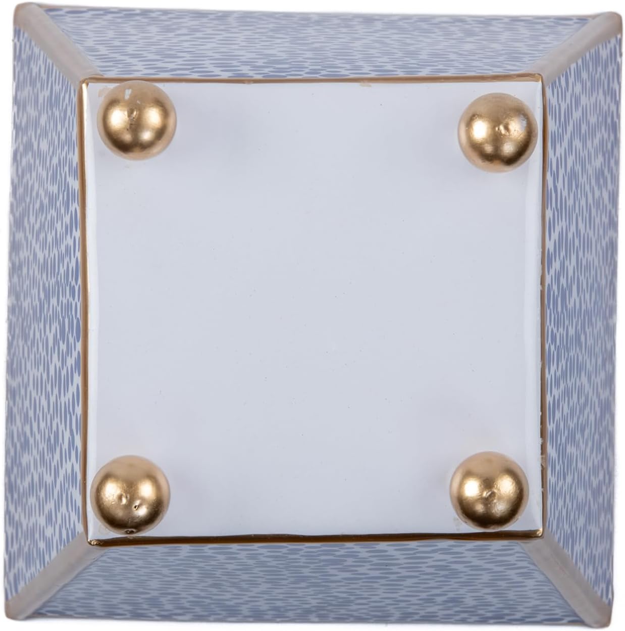 Jaye's Studio Decorative Shagreen Print Square Cachepot Planter, Gold Trim & Glossy Finish, Blue Spots Planter Pot for Indoor & Outdoor Plants & Flowers