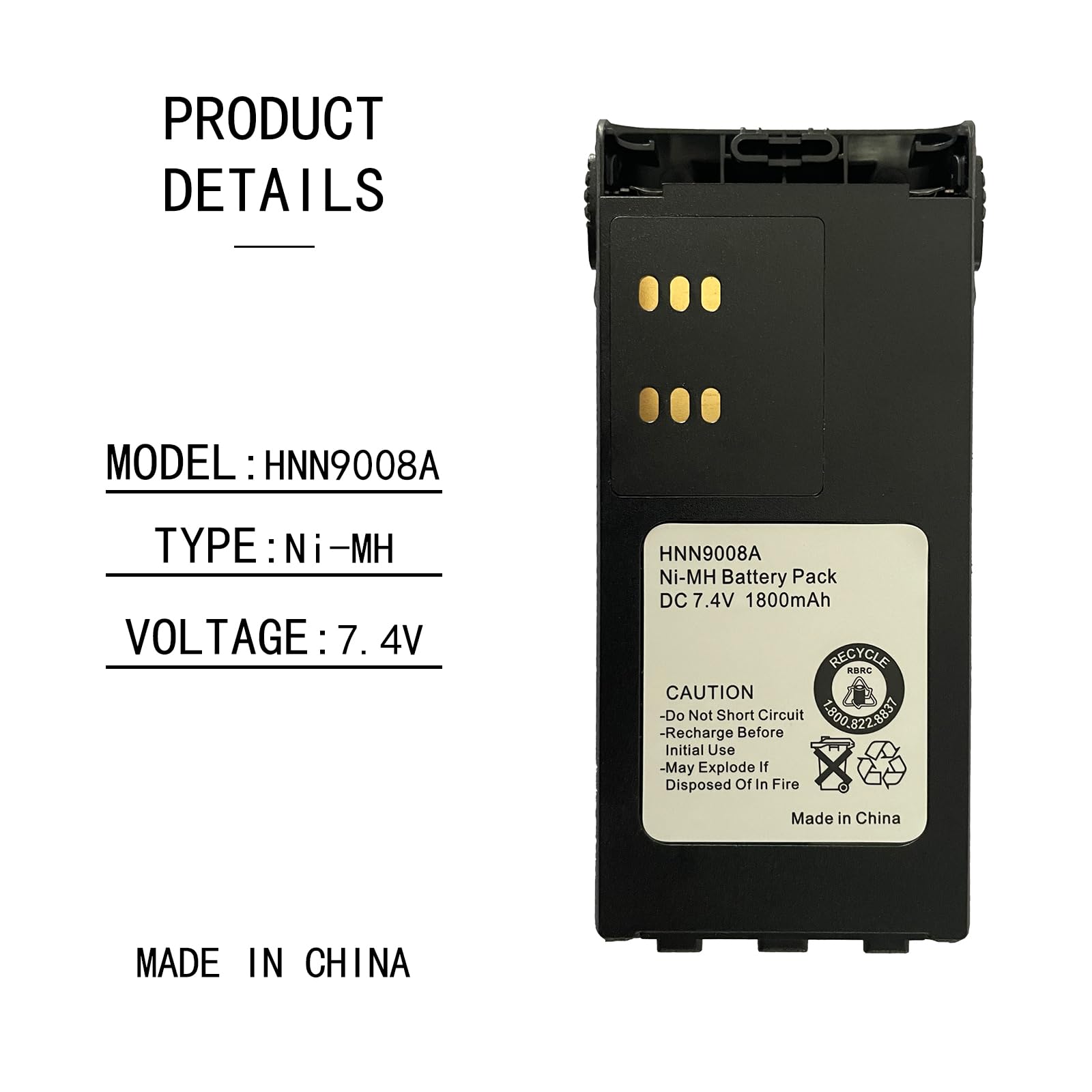 1600mAh HNN9008A HNN9009A Ni-MH Batería para Motorola HT750 HT1250 GP320 GP330 GP328 GP338 GP340 GP360 GP380