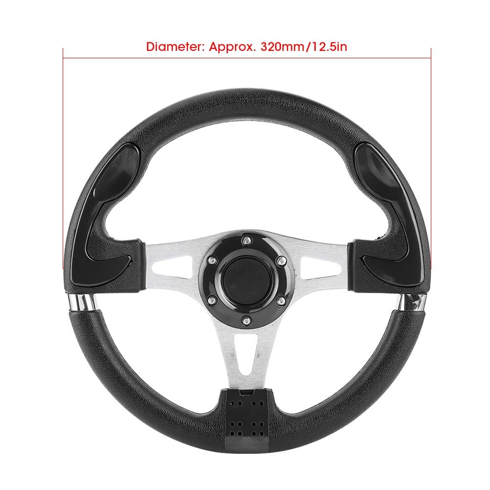 Volante da Corsa, Volante Sportivo per Auto da 320 Mm/12,5 Pollici con Pulsante Clacson Parti Modificate Automatiche Universali(Nero)
