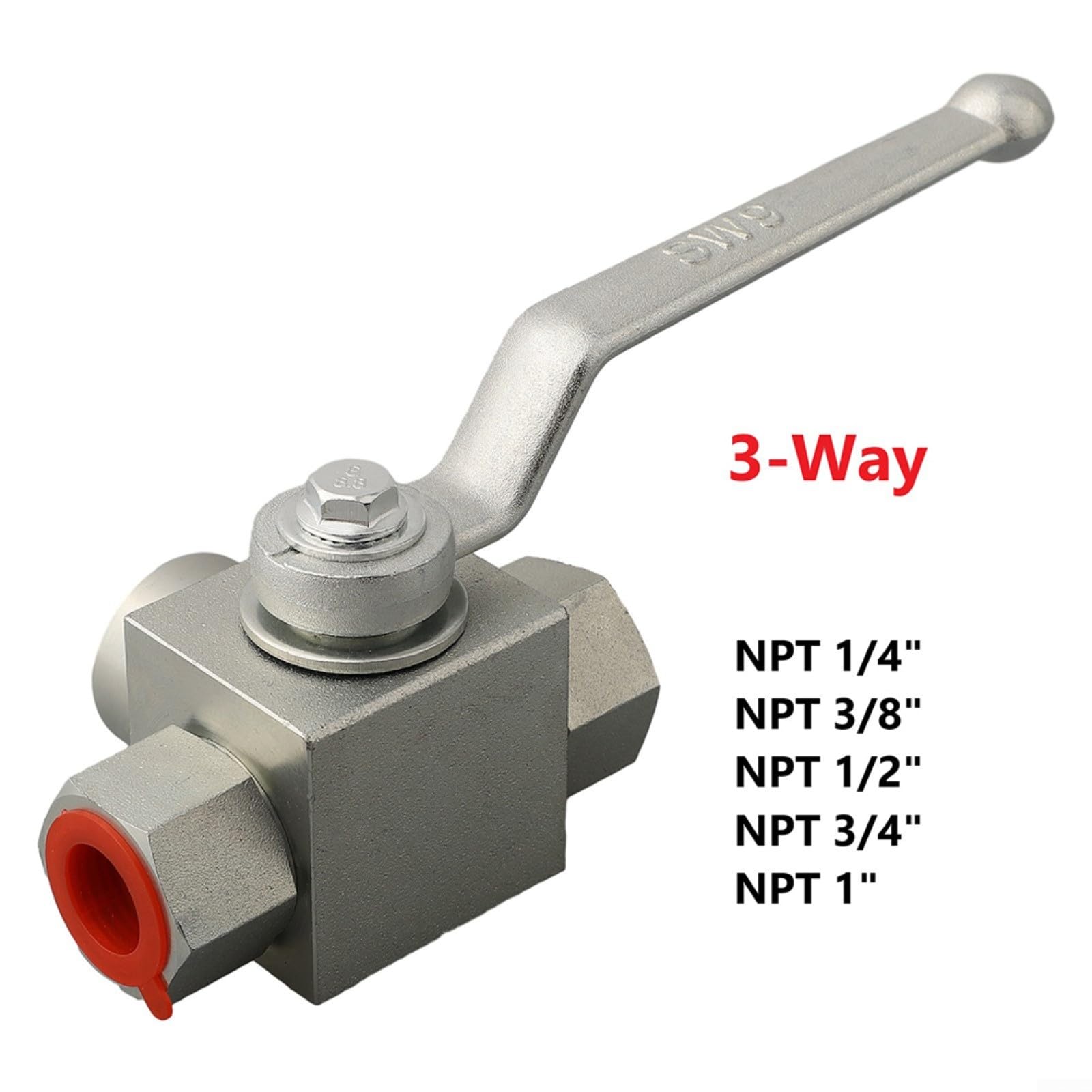 Hydraulik-Kugelventil 3-Wege aus Kohlenstoffstahl, 7250 PSI Hochdruck, NPT Anschluss, Zinklegierungsgriff für industrielle Anwendungen(NPT 3-4")