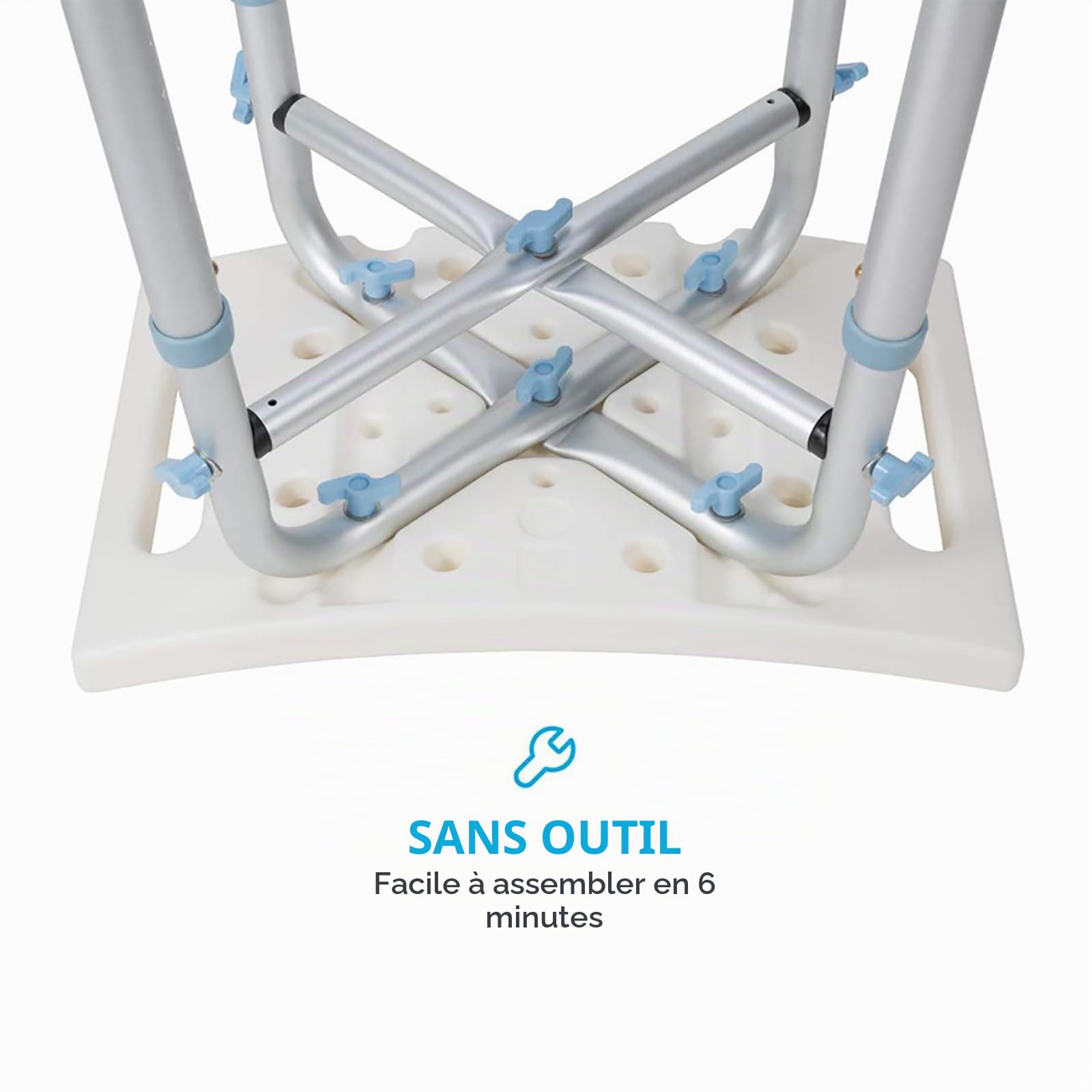 NEWFUN Chaise de Douche， Siege de Douche Adulte，Tabourets de Douche et de Bain, Chaise de Douche Antidérapante, Tabouret de Douche Antidérapant, Montage sans Outil, Siège de Bain pour Adultes, 150KG