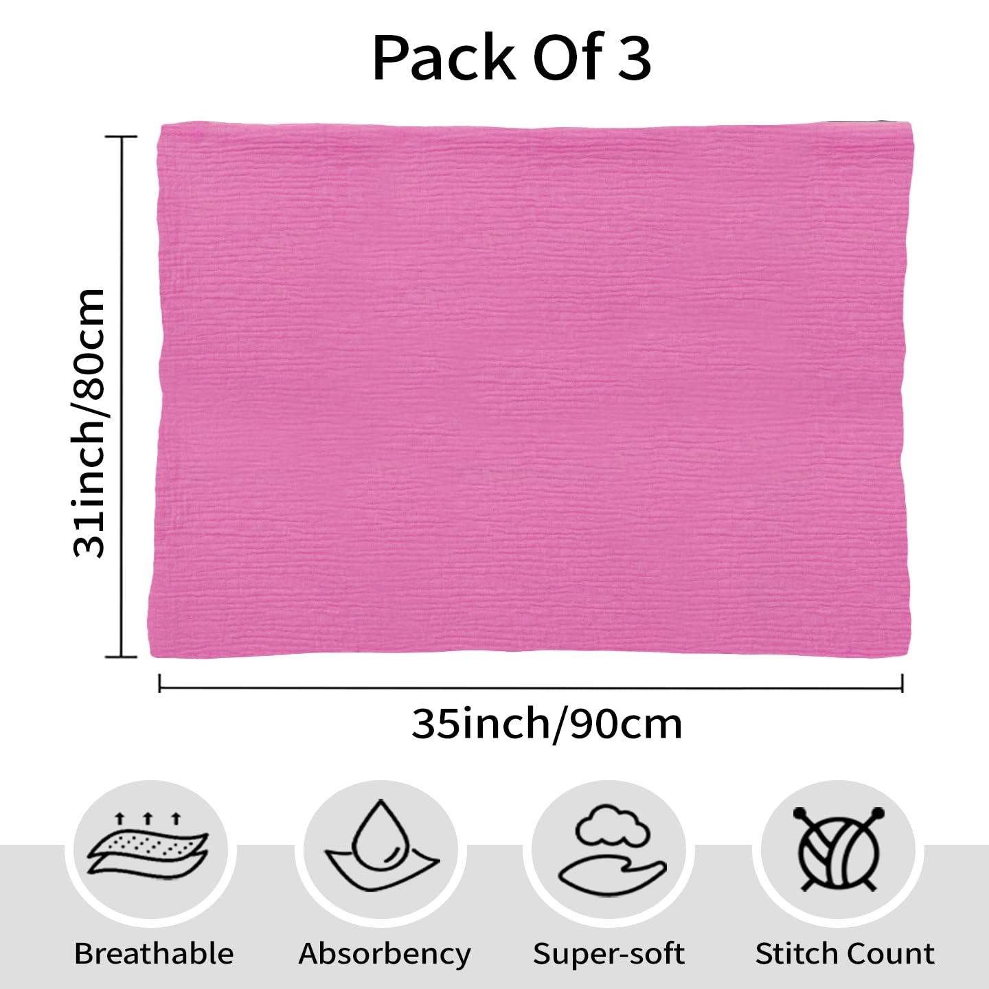 CottCare Uuisex Baby - Mantas de recepción 100% muselina de algodón, 31 x 35 pulgadas, paquete de 3, beige/verde salvia/rosa rosa