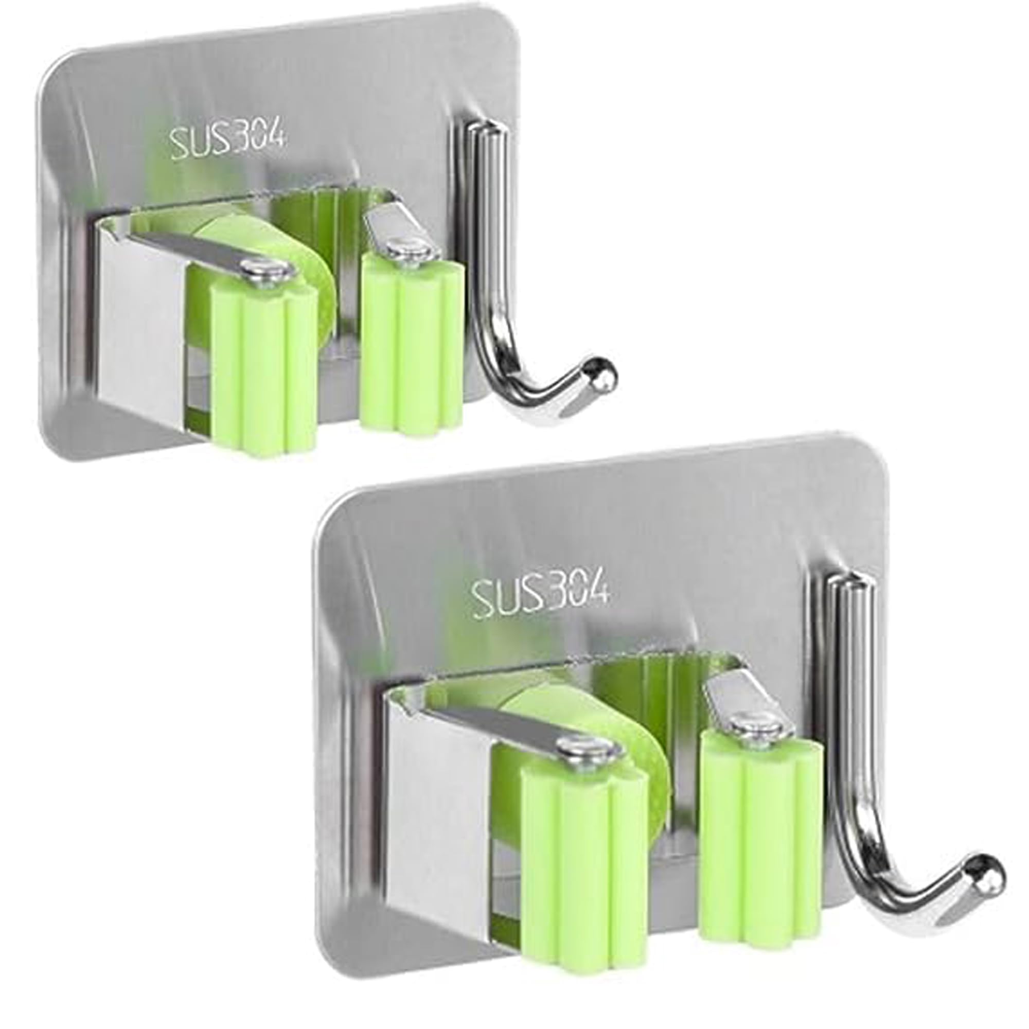 JIALTO 2 Pcs Stainless Steel Broom Holder with Hook - Wall-Mounted Adhesive Storage for Brooms, Mops, and More in Home and Kitchen Organization Mop Handles (B0CQVJ6MJN) Amazon Price History, Amazon Price Tracker