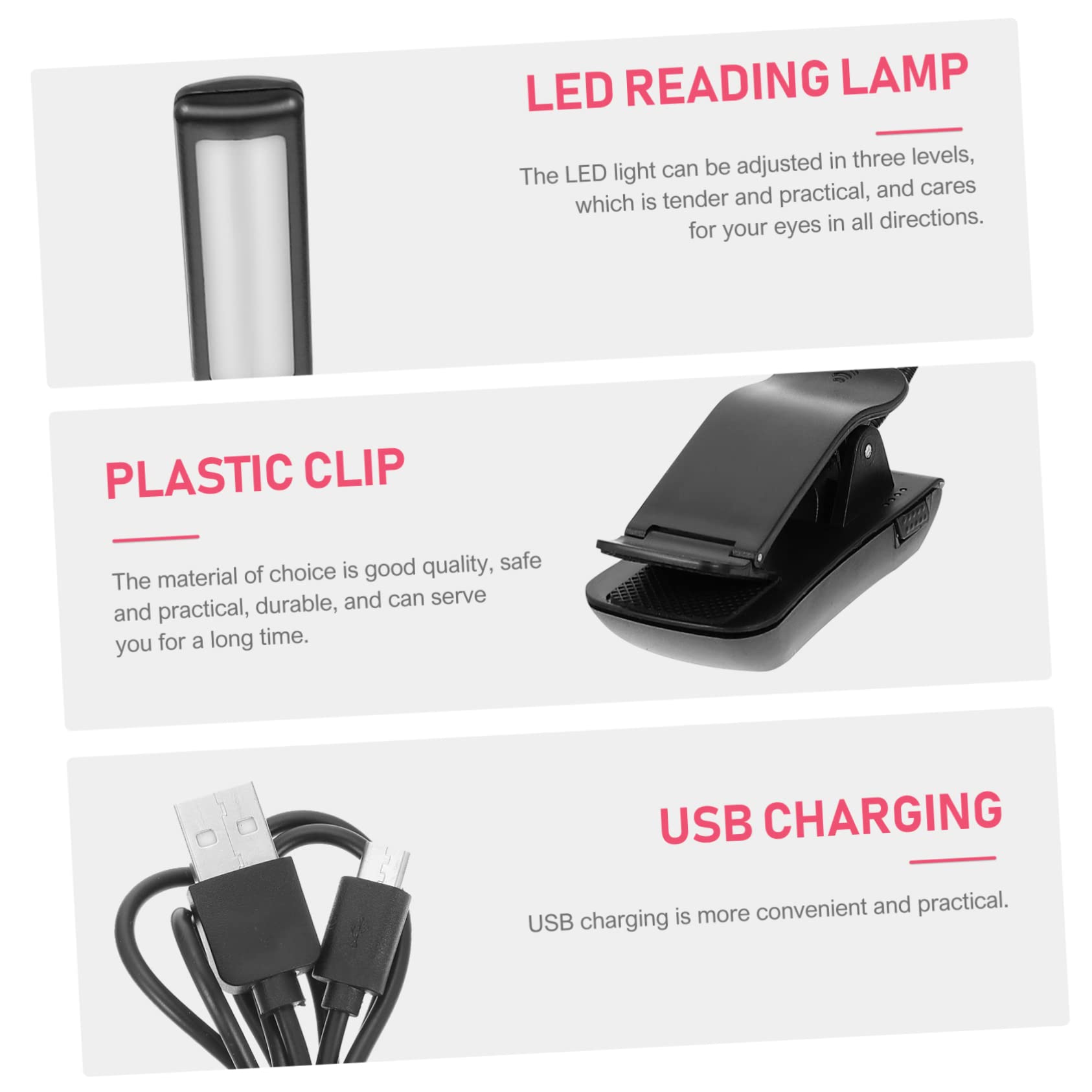 DIYEAH 2Sets LED Reading Lights Music Score Clip Lights Eye Caring Table Lamp Rechargeable Design for Piano Book Lovers Flexible Positioning