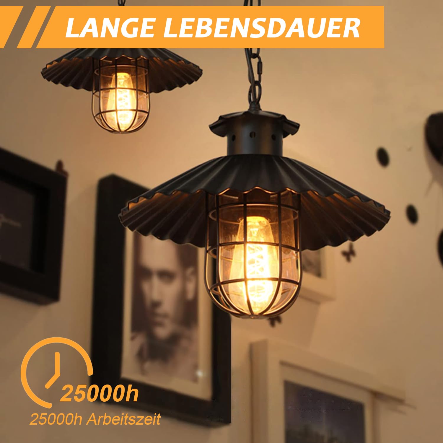 LED-Leuchtmittel, Vintage, E27, dimmbar, 4 W, ST64, Warmweiß, Edison, ideal für die Beleuchtung im Retro-Stil, dekorativ, Bernstein-Glas – 6 Stück