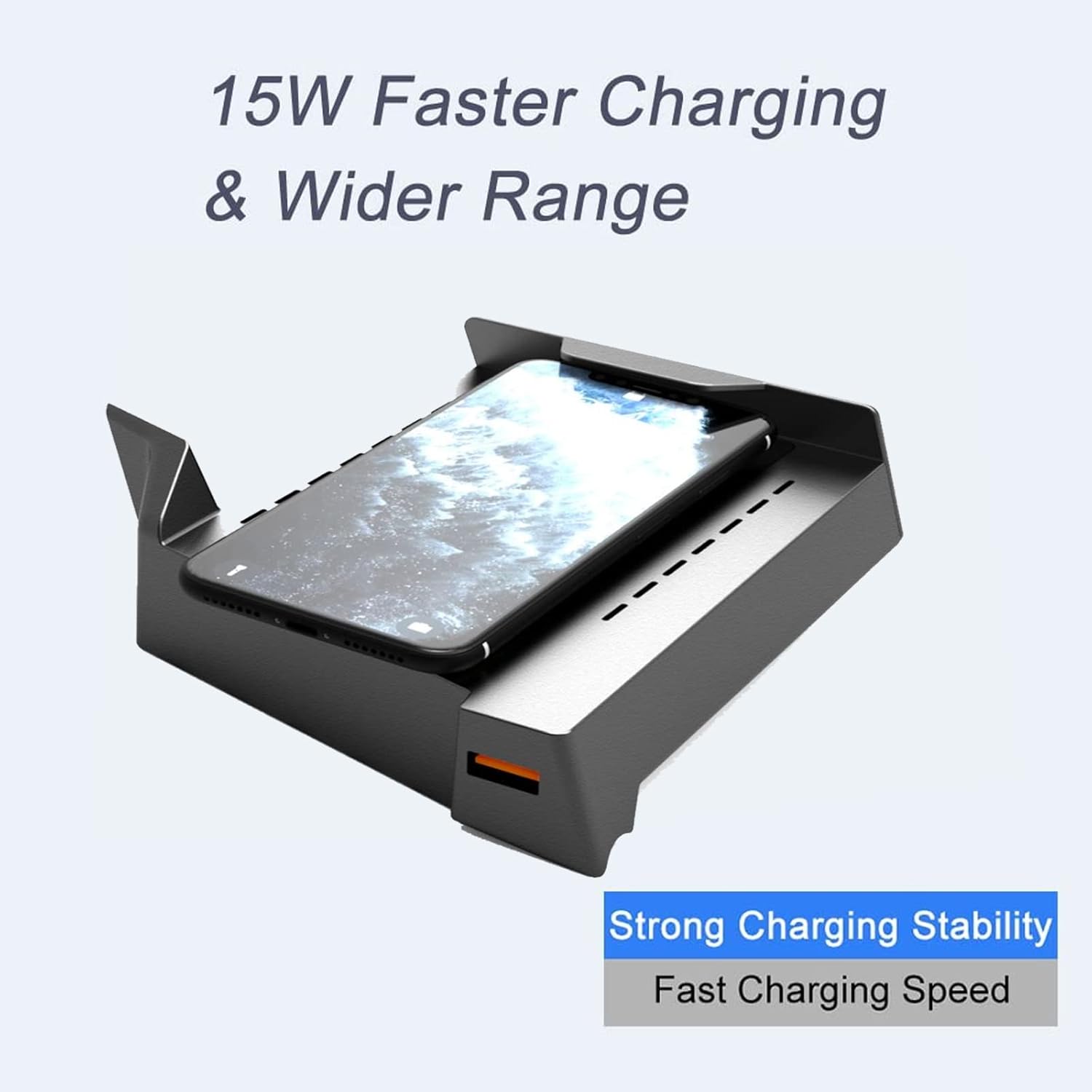 havk car wireless charger mount fit for cadillac ct5ct4 2020 2022 center console accessory paneloutput of 15w for iphone 131211xsx8 samsung s21