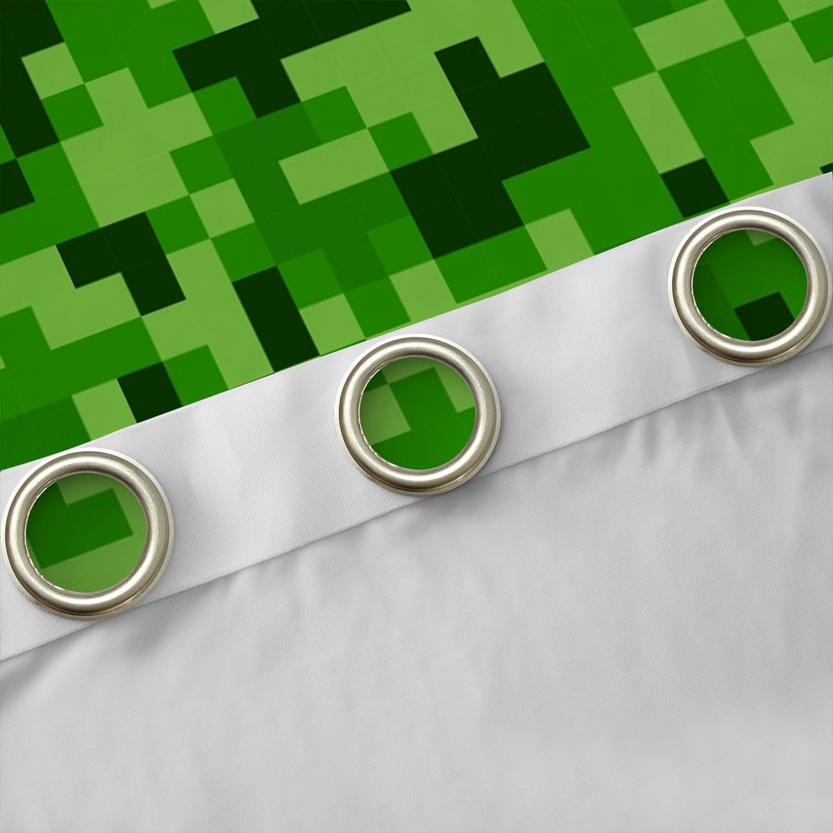 Grüne verpixelte Minenarbeiter-Vorhänge, Videospiele, Fenstervorhang, Kinder-, Jungen-, Mädchen-, Jugendzimmer-Dekor, Cartoon-Gamepad-Fensterbehandlungsvorhang, modern, geometrisch, kariert