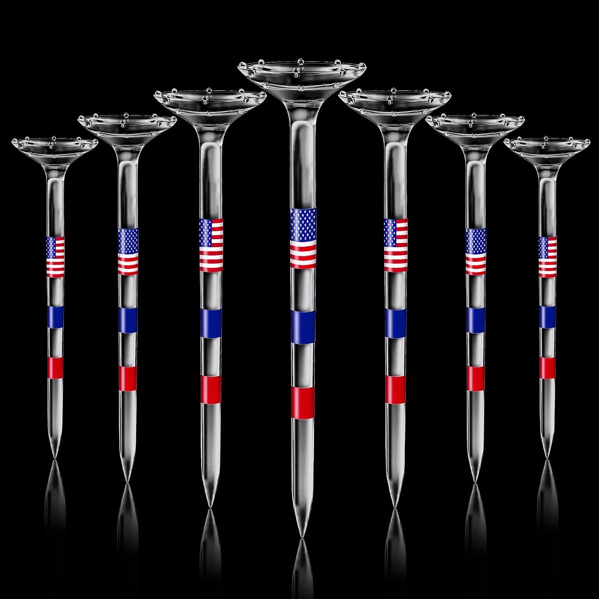 Golf Tees Plastic, Unbreakable Golf Tee 3 1/4" with Big Cup & 8 Prongs, Reduces Friction & Side Spin, Multiple Colors Long Bulk, American USA Flag, Pack of 50/80